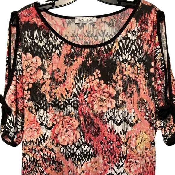 Hamilton | Floral Keyhole Sleeve Blouse NWOT - Picture 3 of 15